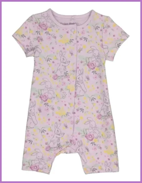Baby Girls Peter Rabbit Romper Suit Lilac Character All In One 3-6 Months NEW