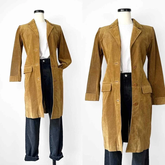 Margaret Godfrey Cognac Suede Long Leather Blazer Jacket Womens 4