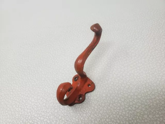 Vintage Victorian Red Cast Iron Double Coat or Towel Hook