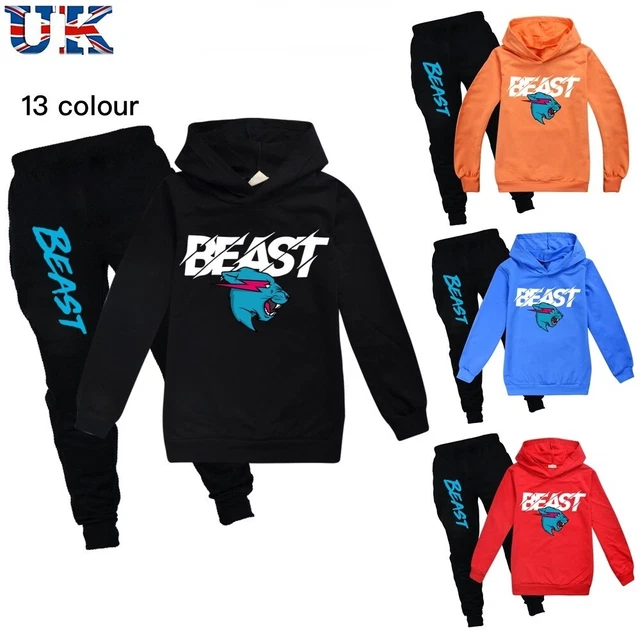 Kids Mr. Set felpa con cappuccio casual stampa gatto Beast Lightning + set pantaloni