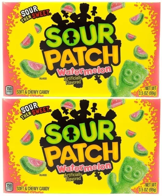 2x Sour Patch Watermelon Flavored Theatre Box Soft & Chewy Candy 99g