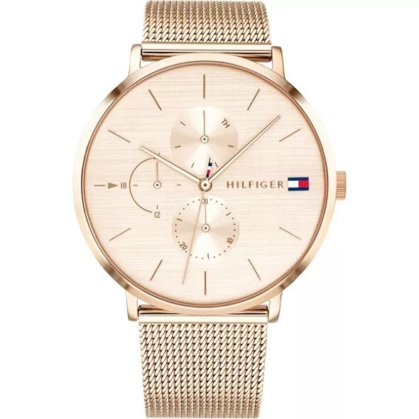 New Genuine Tommy Hilfiger Jenna Th1781944 Mesh Strap Gold Tone Womens Watch Uk 2