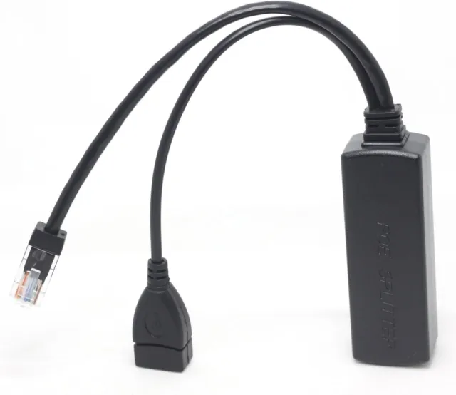 Gigabit Ethernet Active Poe Splitter 48V To 5.2V 2.4A With USB Female Type A Por