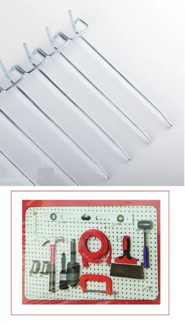 ( 100 Pcs )  6 Inch Metal Peg Hooks For 1/8 & 1/4 Pegboard or Slatwall