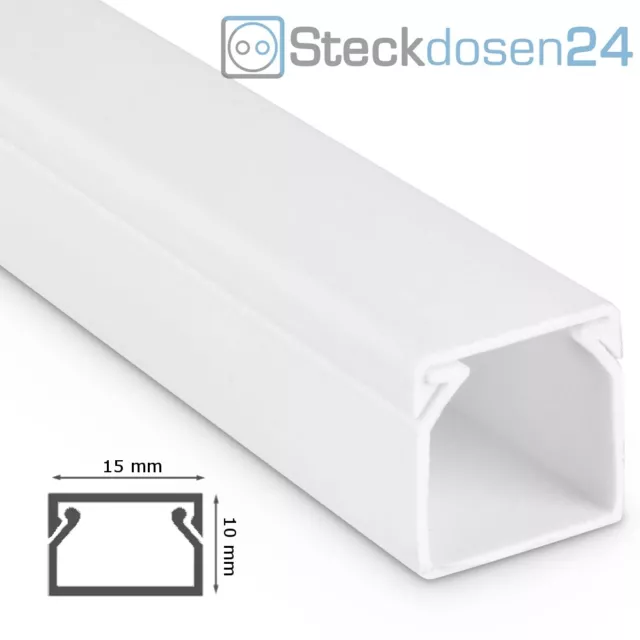 (1,05 EUR/m) 20m Kabelkanal 10x15x2000mm Selbstklebend PVC Reinweiß