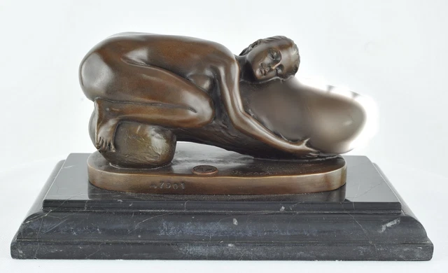 Estatua Ninfa Sexy Art Deco Estilo Art Nouveau Estilo Bronce sólido Firmado