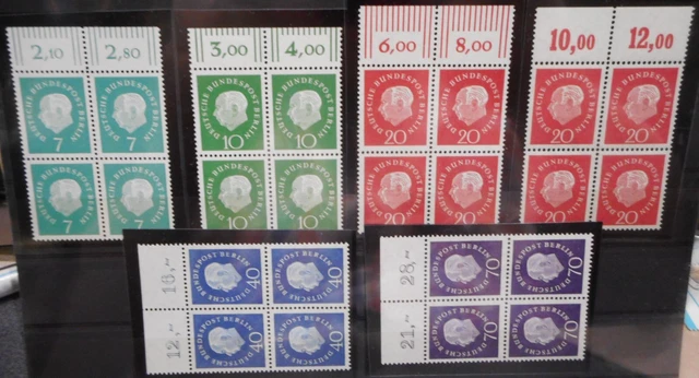 Berlin - Freimarkensammlung von Oberrand Viererblocks und Paaren **