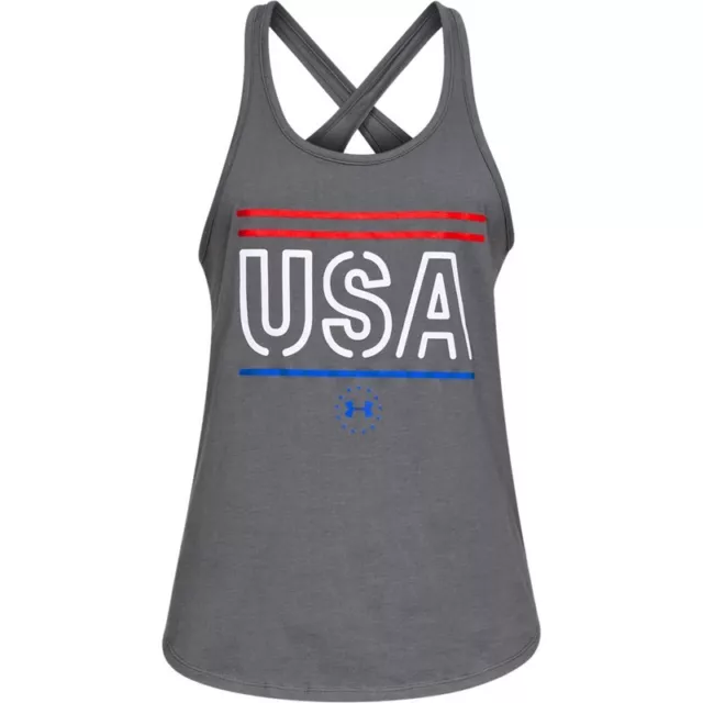 Under Armour 1327578 Women's UA Freedom USA Tank Top, Pitch Gray, X-Small