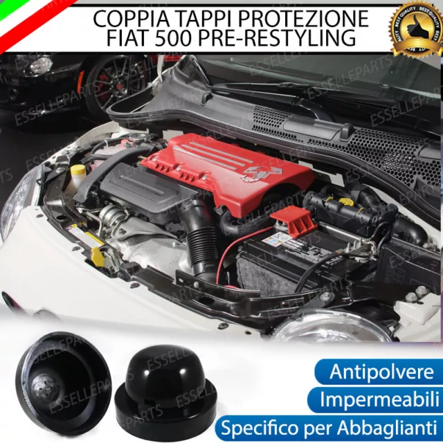 Coppia Tappo Coprifaro Cuffia In Gomma Fiat 500 Cinquecento Abbaglianti Kit Led