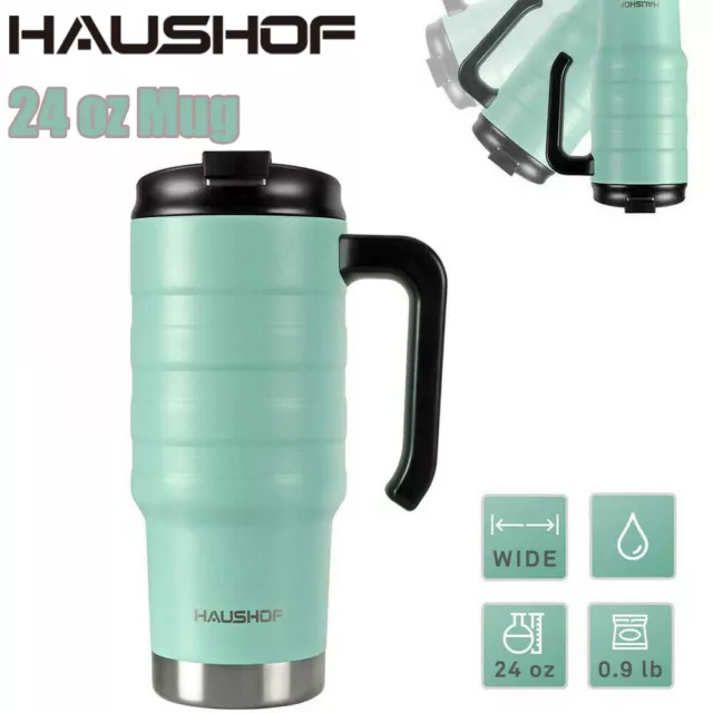 HAUSHOF 24oz Stainless Steel Travel Mug Double Wall Vacuum Insulated Tumbler Cup