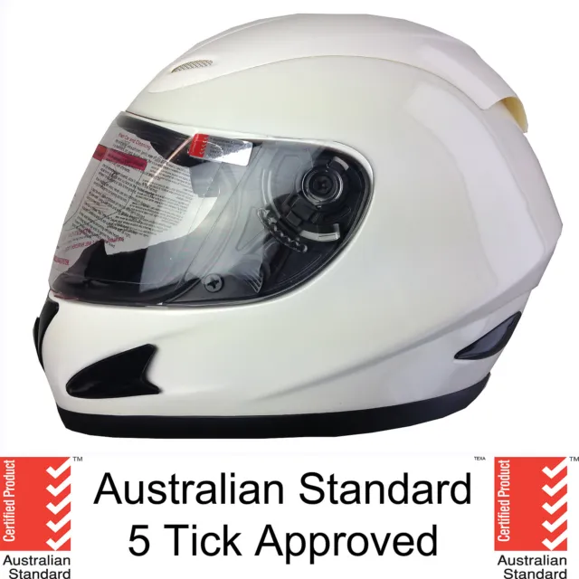 NEW FULL FACE MOTORCYCLE HELMET ADULT MEDIUM WHITE 5 tick approved FULL