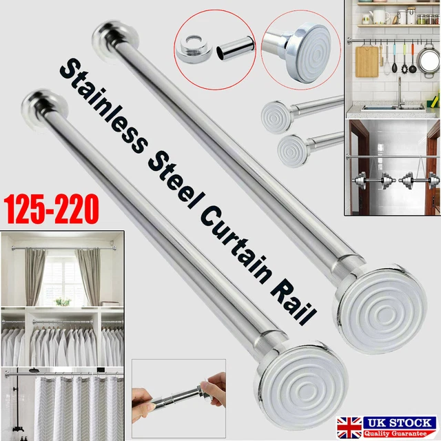 Barra de riel de ducha poste extensible 125-220 cm ventana de baño telescópico cromo