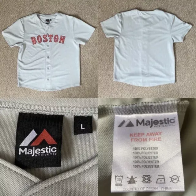 Authentic Brand New Mens L Majestic Boston Red Sox Grey MLB Baseball Jersey Top