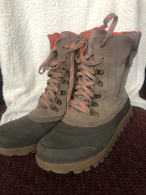 BareTraps Yasmen Womens Duck Boots Size 7.5 Brown Leather Rubber Side Zipper