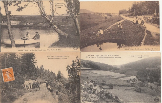 Lot 4 de cartes postales anciennes old postcards LA LOUVESC campagne ARDECHE