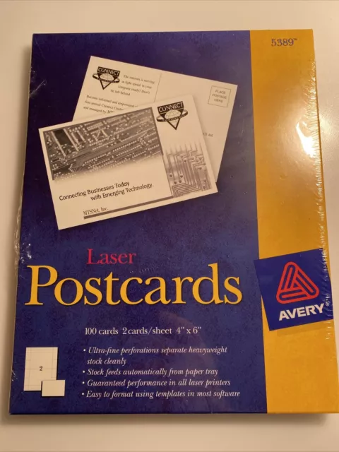 Avery 5389 Postcards Laser 4 x 6" Matte 100 Cards Heavyweight zat