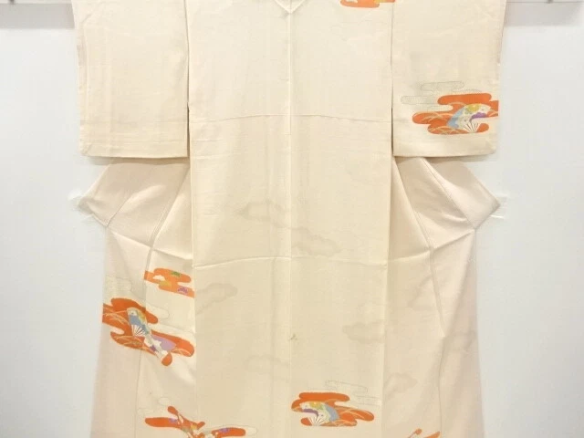 41572# Japanese Kimono / Antique Kimono / Embroidery / Ume Blossom & Egasumi