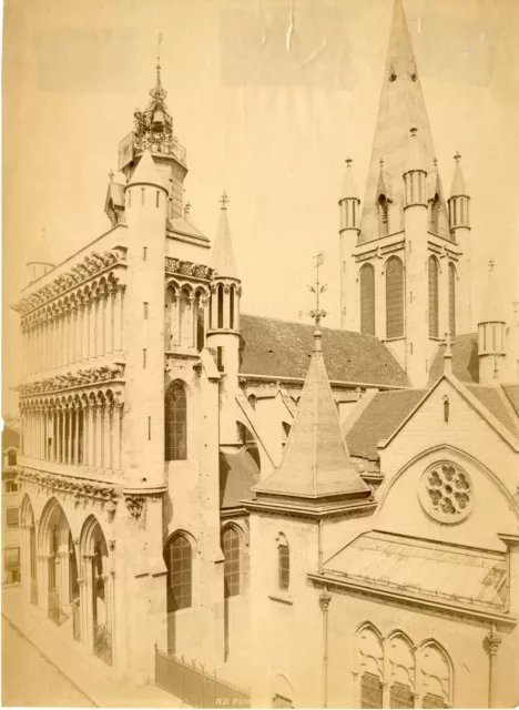 France, Dijon, Église Notre-Dame de Dijon Vintage albumen print.  Tirage album