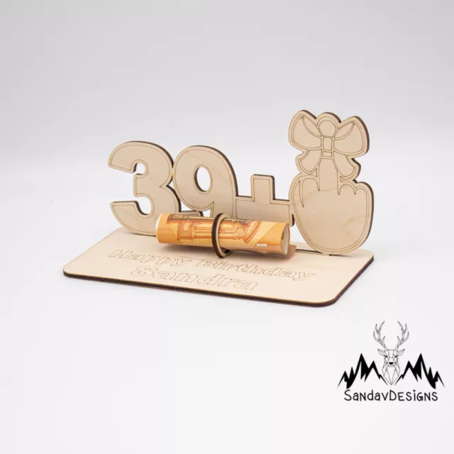 Geldgeschenk zum 40 Geburtstag - aus Holz personalisiert