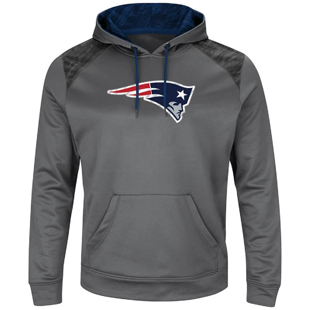 NFL New England Patriots Hoody Armatura Grigio con Cappuccio Felpa Pullover