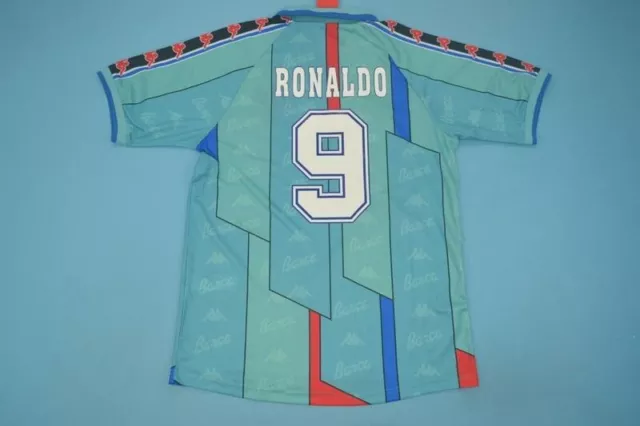Barcelona 1996 1997 Camiseta Retro Azul Camisa futbol Visitante Ronaldo 96/97