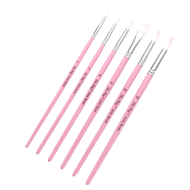 6 Pcs Watercolor Painting Brushes Nylon Hair Brush Detailing Brush Set Fan