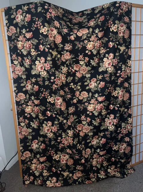 Country Curtains Brand Black Floral Twill Rod Pocket 4 Panels 2-86”, 2-65” L