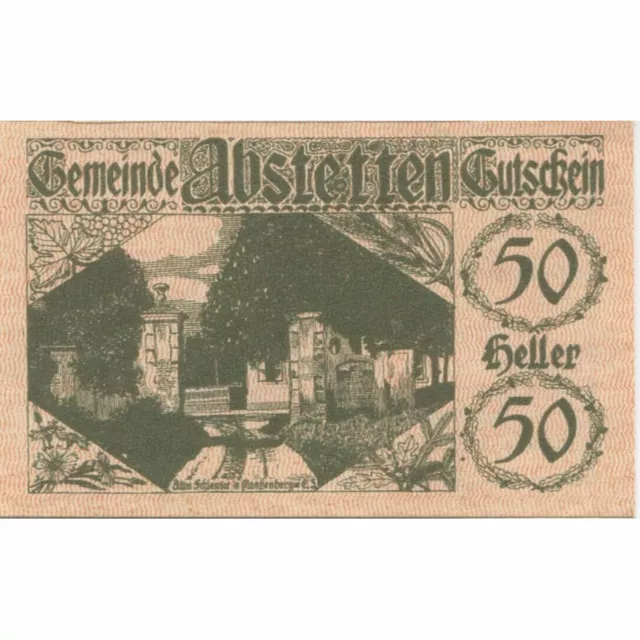 [#282780] Banknote, Austria, Abstetten, 50 Heller, parchemin, 1920, UNC Mehl:
