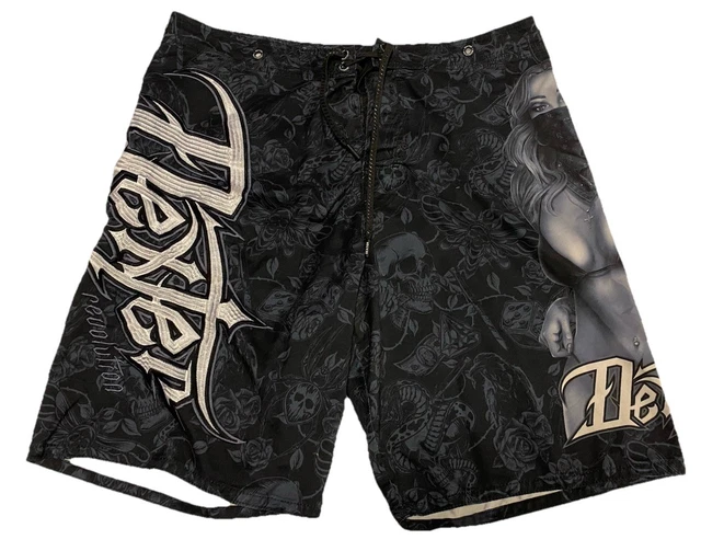 DEXTER REVOLUTION MENS Board Shorts Size 34 Black Graphic Surf - Main Image