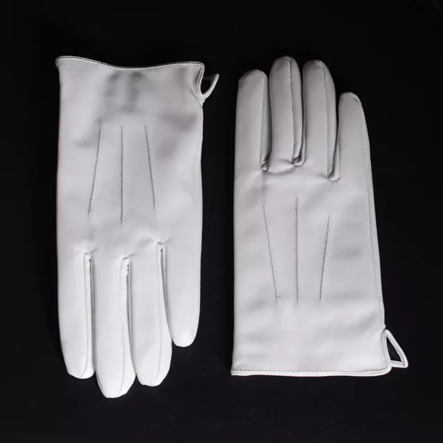 Men's Real Leather Winter Wedding Marching Cadet Navy Army Police White Gloves
