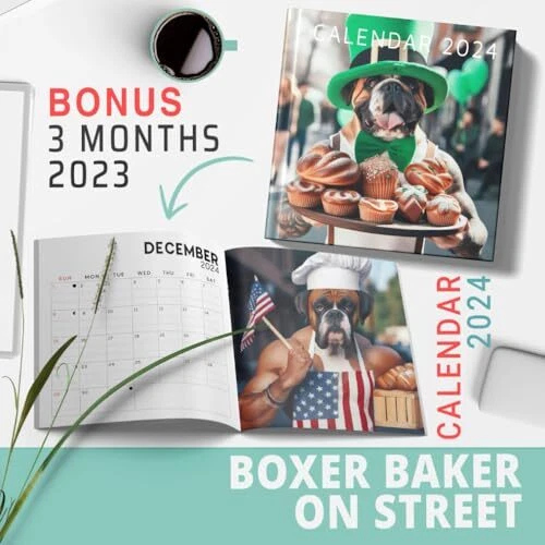 BOXER BAKER ON Street Calendar 2024 Jan 2024 to Dec 2024 Bonus 3 Months