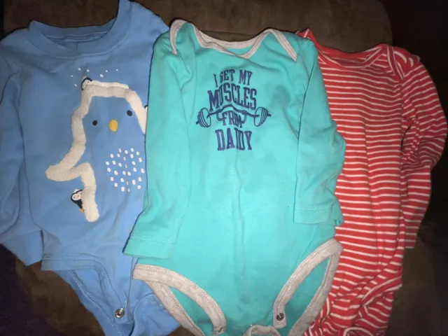 carters 18 months long sleeve one piece baby boy lot 3