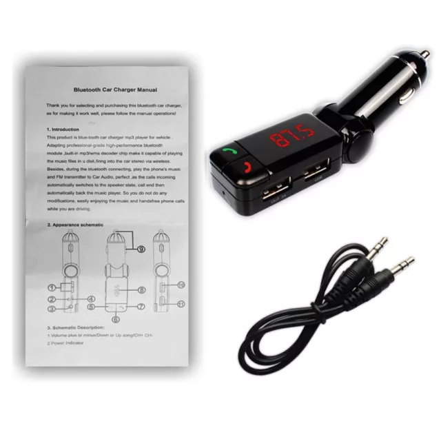 Wireless FM Transmitter Bluetooth Car Handsfree Kit Charger MP3 Player 3