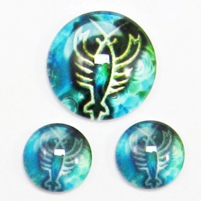 3er Set Glas Cabochons mit Sternzeichen (1x16mm und 2x10mm )