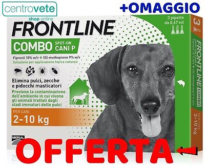Frontline COMBO Cane 3 Pipette → Antiparassitario per Cani da 2-10 kg Antipulci