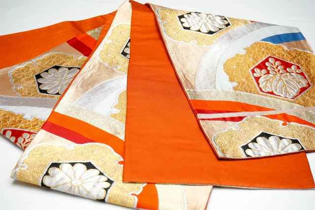 Dear Vanilla Authentic Japanese Silk Fukuro Obi Sash Belt Women's Kimono Vintage