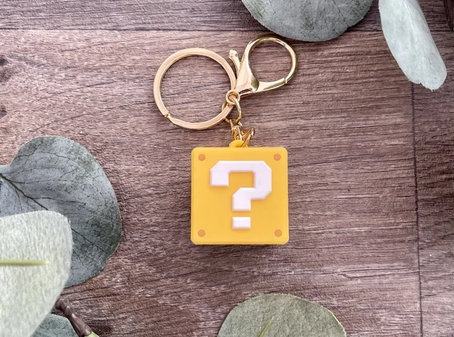 SUPER MARIO QUESTION Block Keyring, Keychain, Mario Bros, Gift