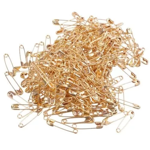 300X Small Safety Pins Gold Color 18mm Brass Metal Sewing Craft Mini Pins YL