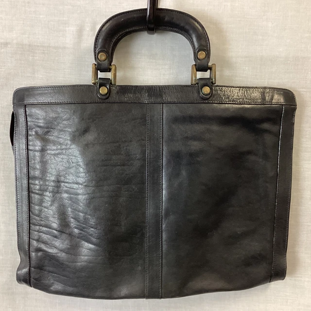 VINTAGE OROTON BLACK Leather Laptop Bag Made In Italy 40cm x 29cm (5B