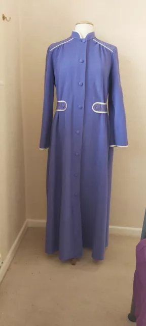 Vestito lungo vintage M&S St Micheals/cappotta da casa busto 38" dettaglio trapuntato