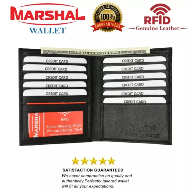 Men's Genuine Leather Bifold Wallet Slim Hipster  Cowhide Credit Card New RFID