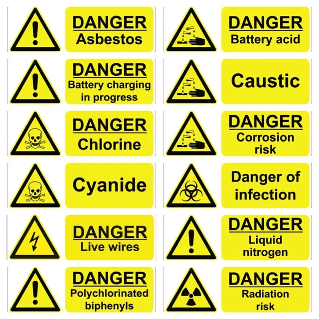 YELLOW WORKPLACE HAZARD Health & Safety Signs Waterproof Coshh Haccp