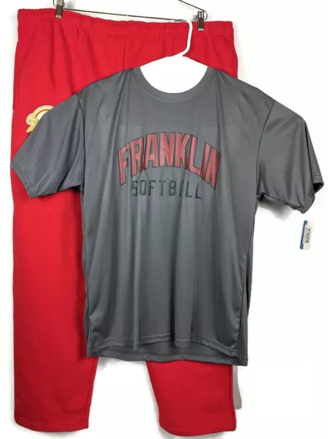 Mens Red Basketball Sweatpants XXXL 3XL & Franklin Softball Shirt XL