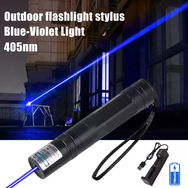 Laserpointer 300Km Reichweite Extrem Stark Blau Violett Pocket Lamp Mit Akku 1mW