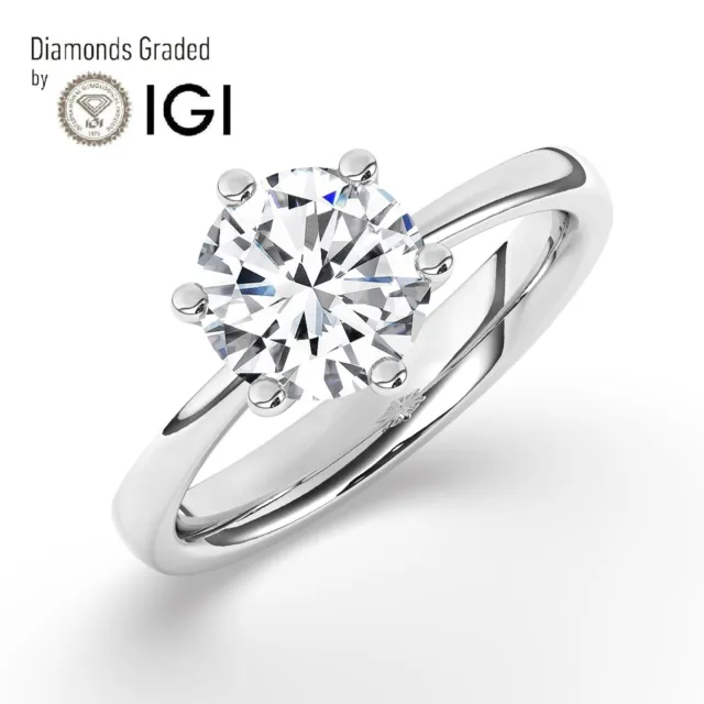 Round Solitaire 950 Platinum Engagement Ring, E/VS1, 1.50 ct,Lab-grown IGI