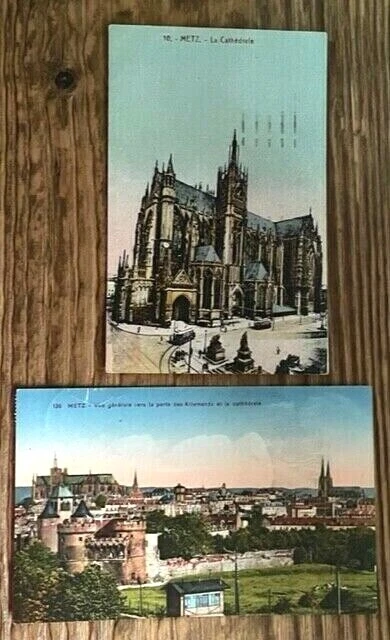 Lot 2 CPA 1931 METZ la Cathédrale + vue générale vers porte des Allemands 57