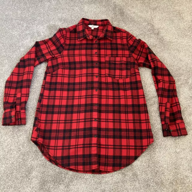 New Look Plaid Long Sleeve Button Up Casual Flannel Shirt Top Womens Size Uk 10