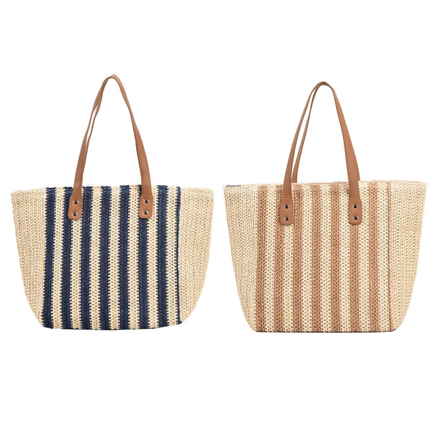 Summer Straw Woven Underarm Shoulder Bags for Women Seaside Beach Handbag Totes