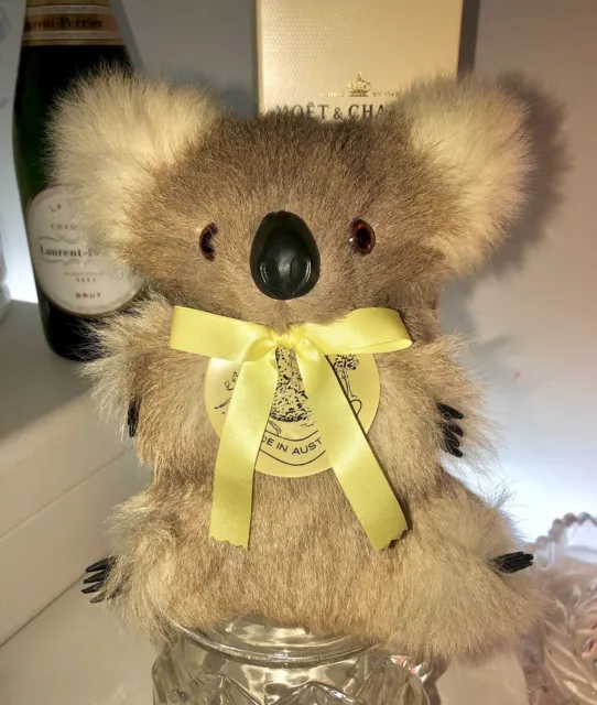 Vintage Real Fur Koala Bear Stuffed Animal Toy Souvenir Australia nursery decor