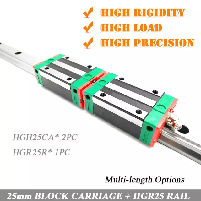 HIWIN HGR25 100mm-1000mm Linear Guide Rail + 2PCS HGH25CA Sliding Block CNC Kit